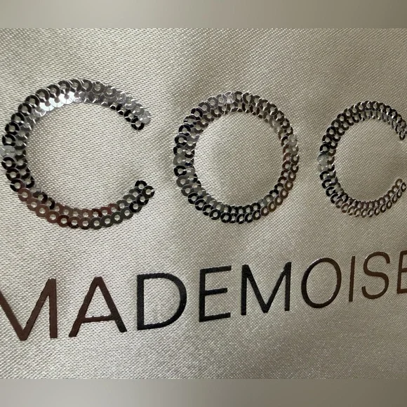 Chanel Coco Mademoiselle Satin Cosmetic Pouch. Stitched Sequins on Front. NIB - Picture 4 of 10